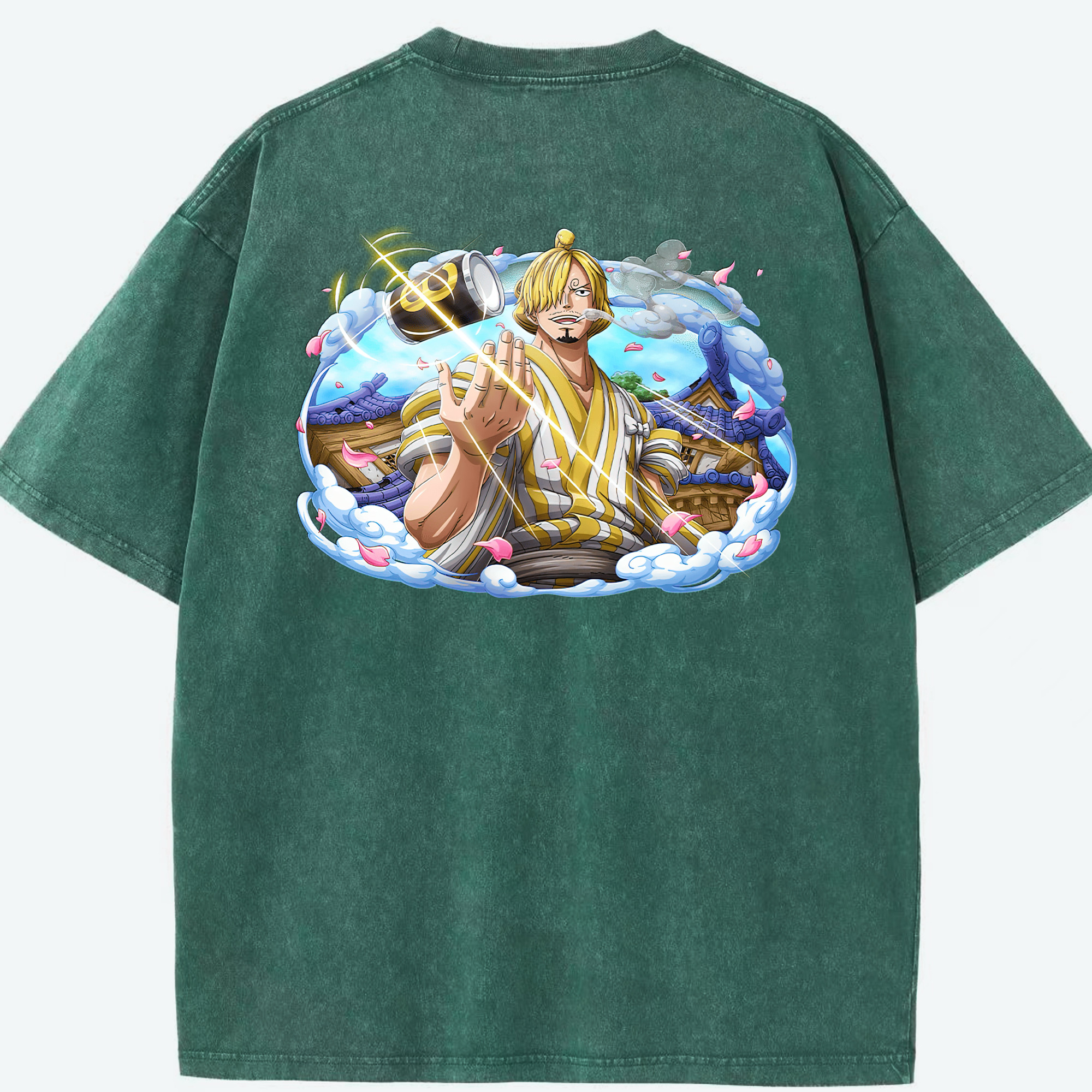 ワンピース サンジ ONE PIECE Sanji 綿100% ヴィンテージ風 半袖Tシャツ（背面プリント）